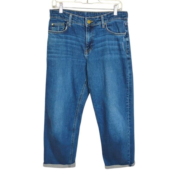 Marks & Spencer Distressed Cropped Jeans Boyfriend size 12 short UK size - Picture 1 of 16